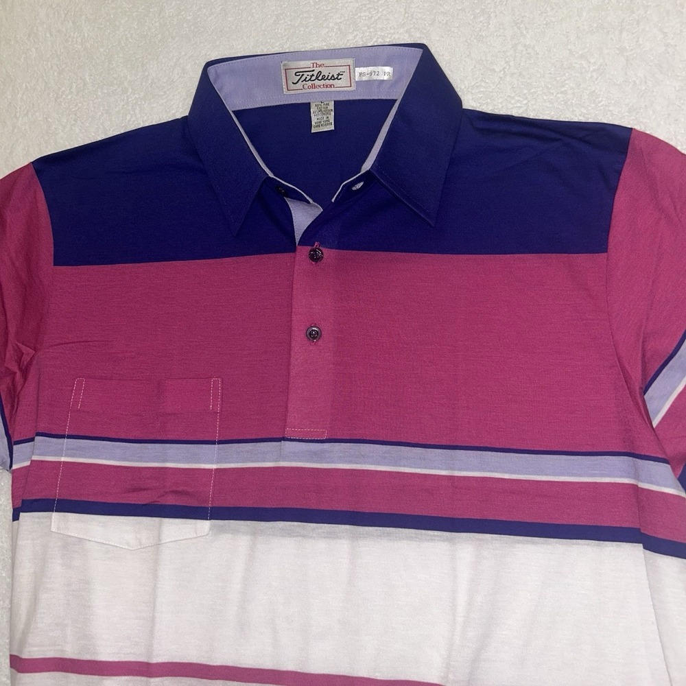 Vintage Titleist Collection 1980s Golf Polo Shirt Sz L Single Stitch Colorblock